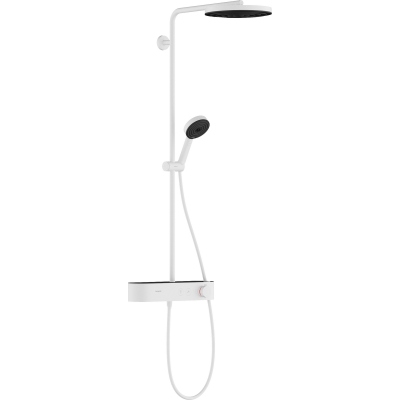 Душевая система хром Hansgrohe Pulsify S Showerpipe 260 1jet с ShowerTablet Select 400, матовый белый