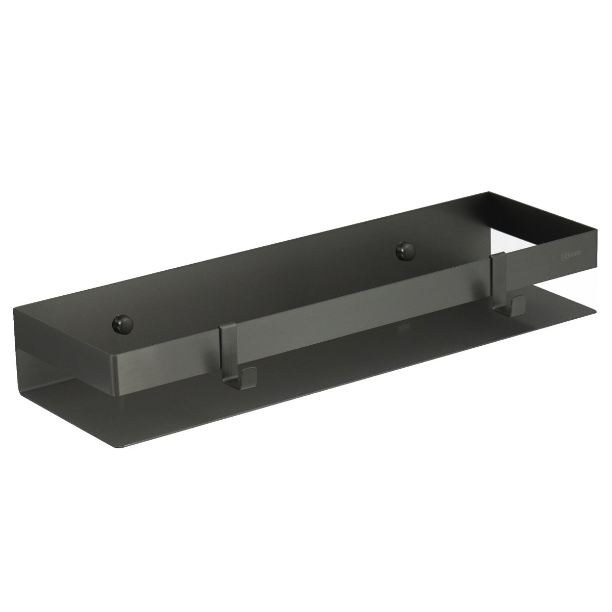 Полка для душа прямая 400 мм Lemark SHELF LINE из нерж. стали с крючками, графит