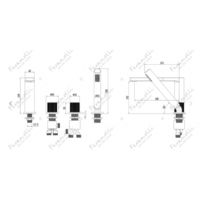 Смеситель на борт ванны Feramolli Dante GS8826S рукоятка Spirito, графит