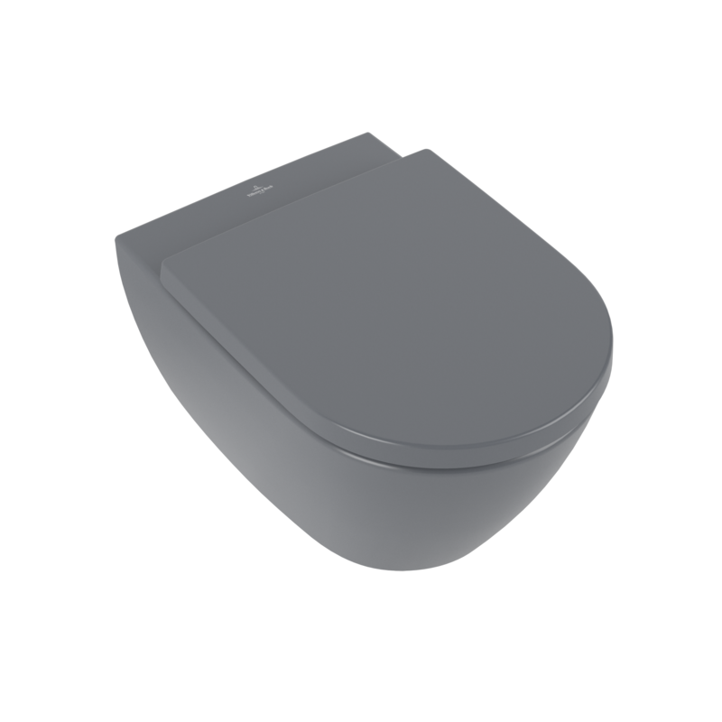 Подвесной унитаз Villeroy&Boch Subway 2.0 глубокий смым, без ободка, с функцией DirectFlush, Graphite CeramicPlus