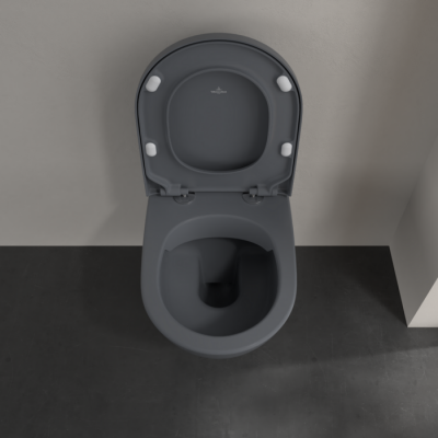 Подвесной унитаз Villeroy&Boch Subway 2.0 глубокий смым, без ободка, с функцией DirectFlush, Graphite CeramicPlus