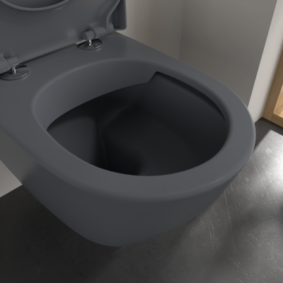 Подвесной унитаз Villeroy&Boch Subway 2.0 глубокий смым, без ободка, с функцией DirectFlush, Graphite CeramicPlus