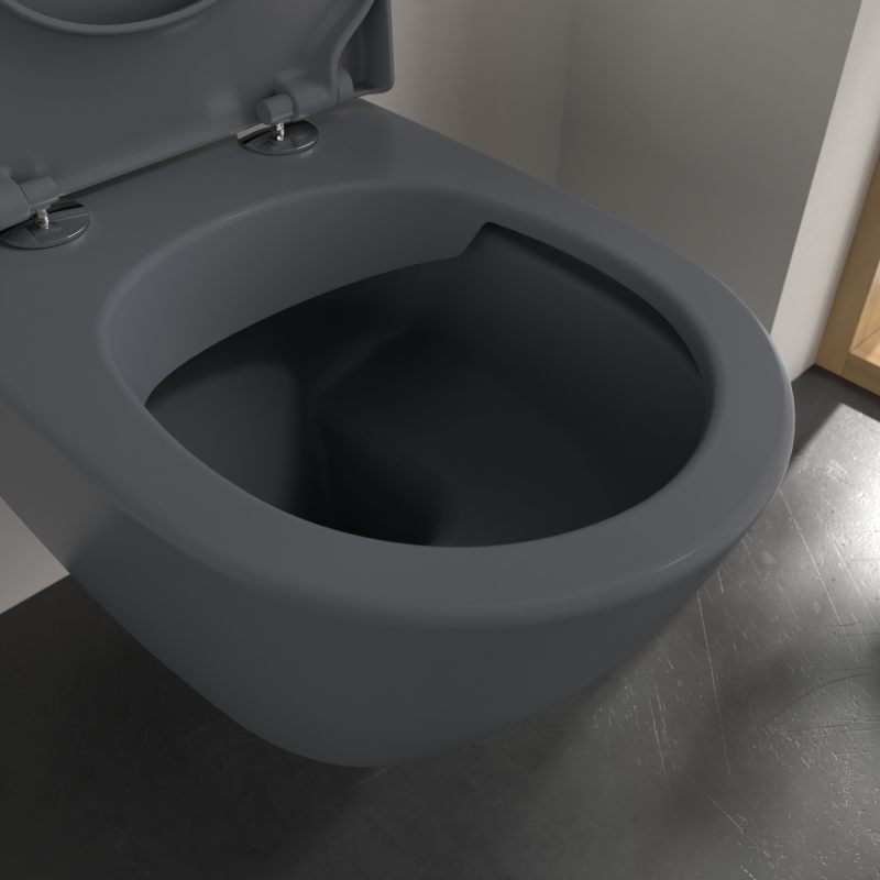 Подвесной унитаз Villeroy&Boch Subway 2.0 глубокий смым, без ободка, с функцией DirectFlush, Graphite CeramicPlus