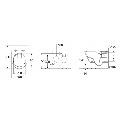 Подвесной унитаз Villeroy&Boch Subway 2.0 глубокий смым, без ободка, с функцией DirectFlush, Graphite CeramicPlus