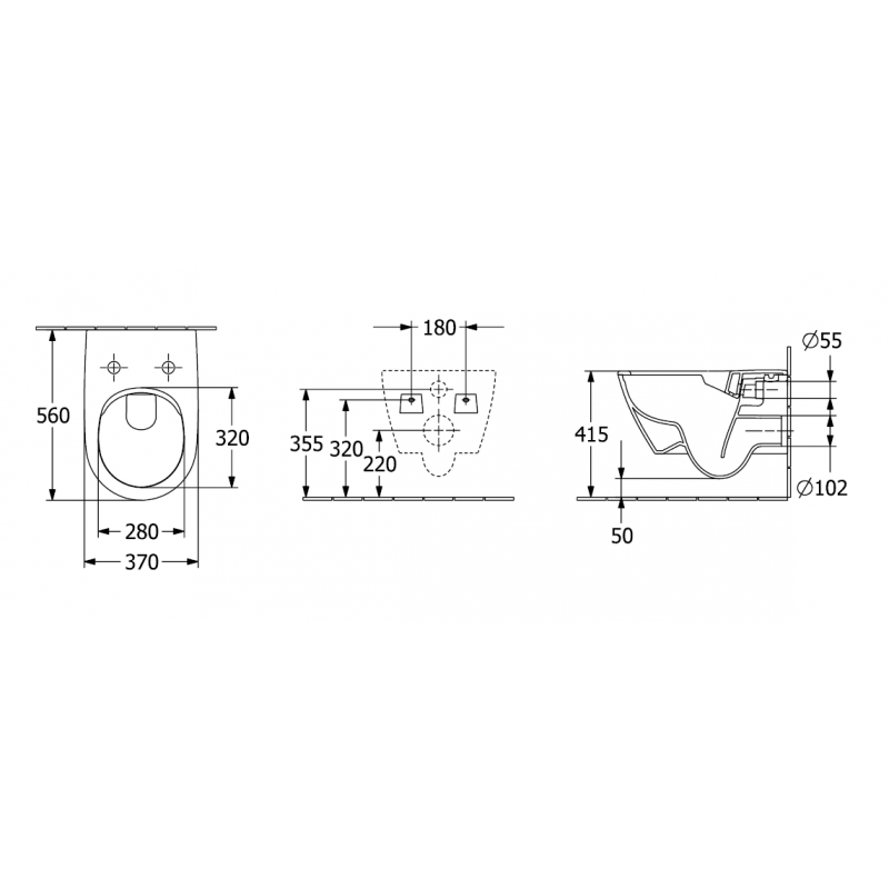 Подвесной унитаз Villeroy&Boch Subway 2.0 глубокий смым, без ободка, с функцией DirectFlush, Graphite CeramicPlus