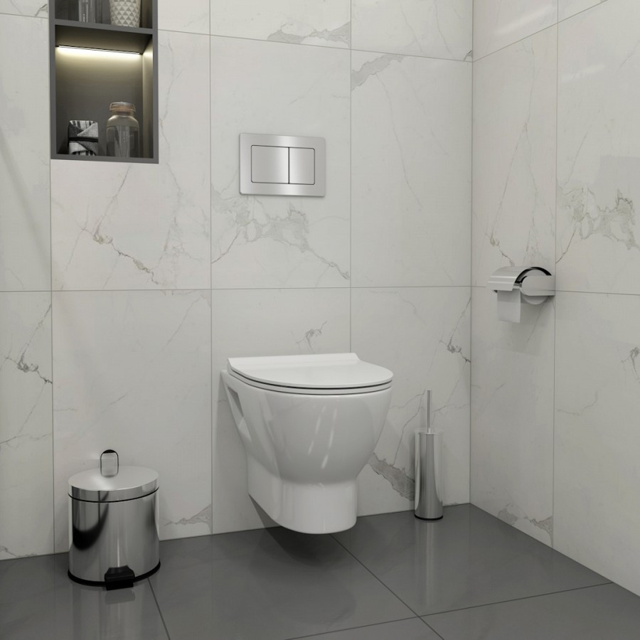 Инсталляция для подвесного унитаза Quwelle  1120x470x110 с клавишей Square Antivandal  нержавеющая сталь.