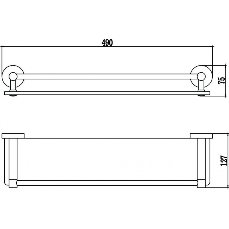 Полка прямая стеклянная 50см Savol S-508791 с бортиком, глянцевый хром