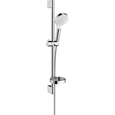 Душевой гарнитур Hansgrohe Crometta 100 Vario со штангой 65 см и мыльницей, Белый/Хром