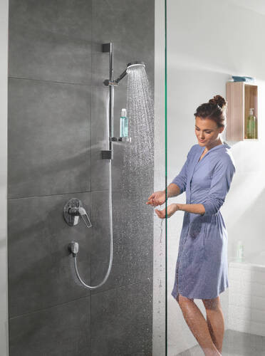 Душевой гарнитур Hansgrohe Crometta 100 Vario со штангой 65 см и мыльницей, Белый/Хром