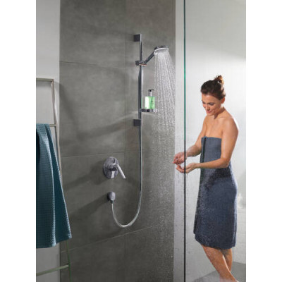 Душевой гарнитур Hansgrohe Crometta 100 Vario со штангой 65 см и мыльницей, Белый/Хром