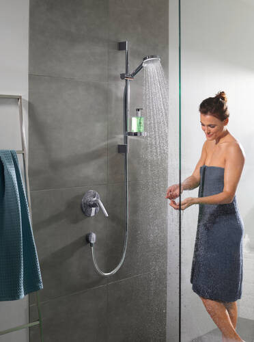 Душевой гарнитур Hansgrohe Crometta 100 Vario со штангой 65 см и мыльницей, Белый/Хром