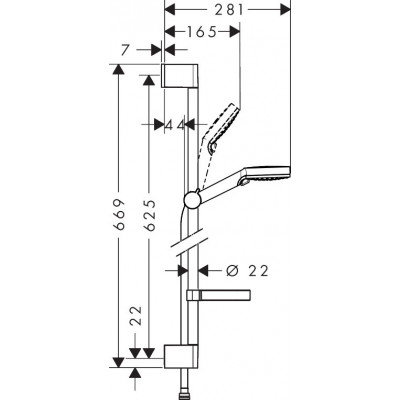 Душевой гарнитур Hansgrohe Crometta 100 Vario со штангой 65 см и мыльницей, Белый/Хром