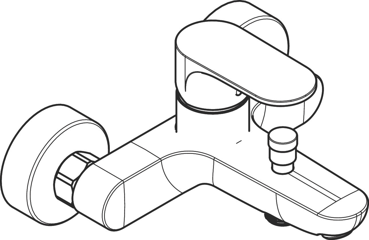 Однорычажный смеситель Hansgrohe Rebris S для ванны для наружного монтажа, хром