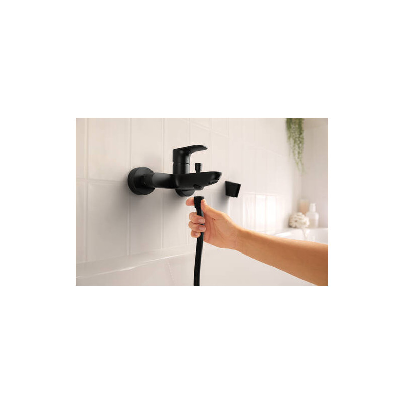 Однорычажный смеситель Hansgrohe Rebris S для ванны для наружного монтажа, матовый черный