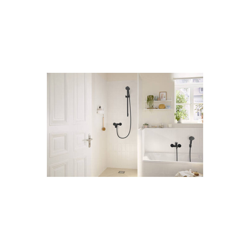 Однорычажный смеситель Hansgrohe Rebris S для ванны для наружного монтажа, матовый черный