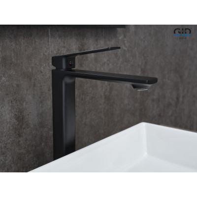 Смеситель высокий для раковины Gid Niagara L057-BM-D L057BMD черный матовый