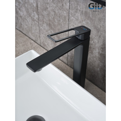 Смеситель высокий для раковины Gid Niagara L057-BM-D L057BMD черный матовый