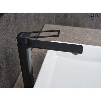 Смеситель высокий для раковины Gid Niagara L057-BM-D L057BMD черный матовый