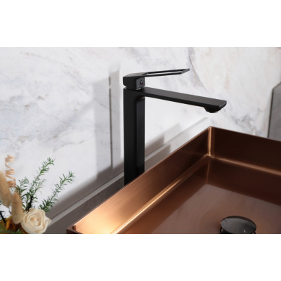 Смеситель высокий для раковины Gid Niagara L057-BM-D L057BMD черный матовый