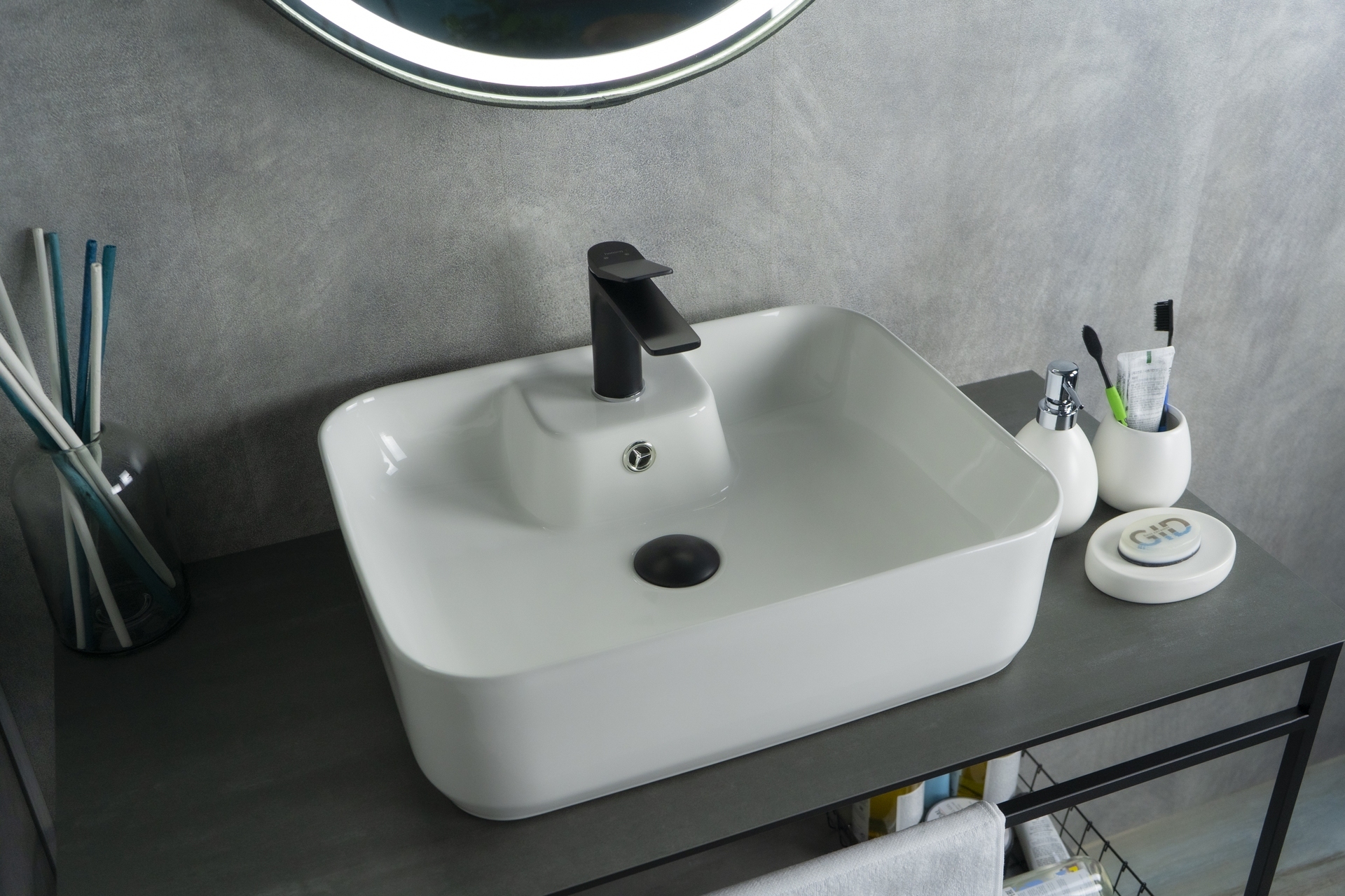 Раковина Gid N9445 51155 накладная белая 52x41.5x15