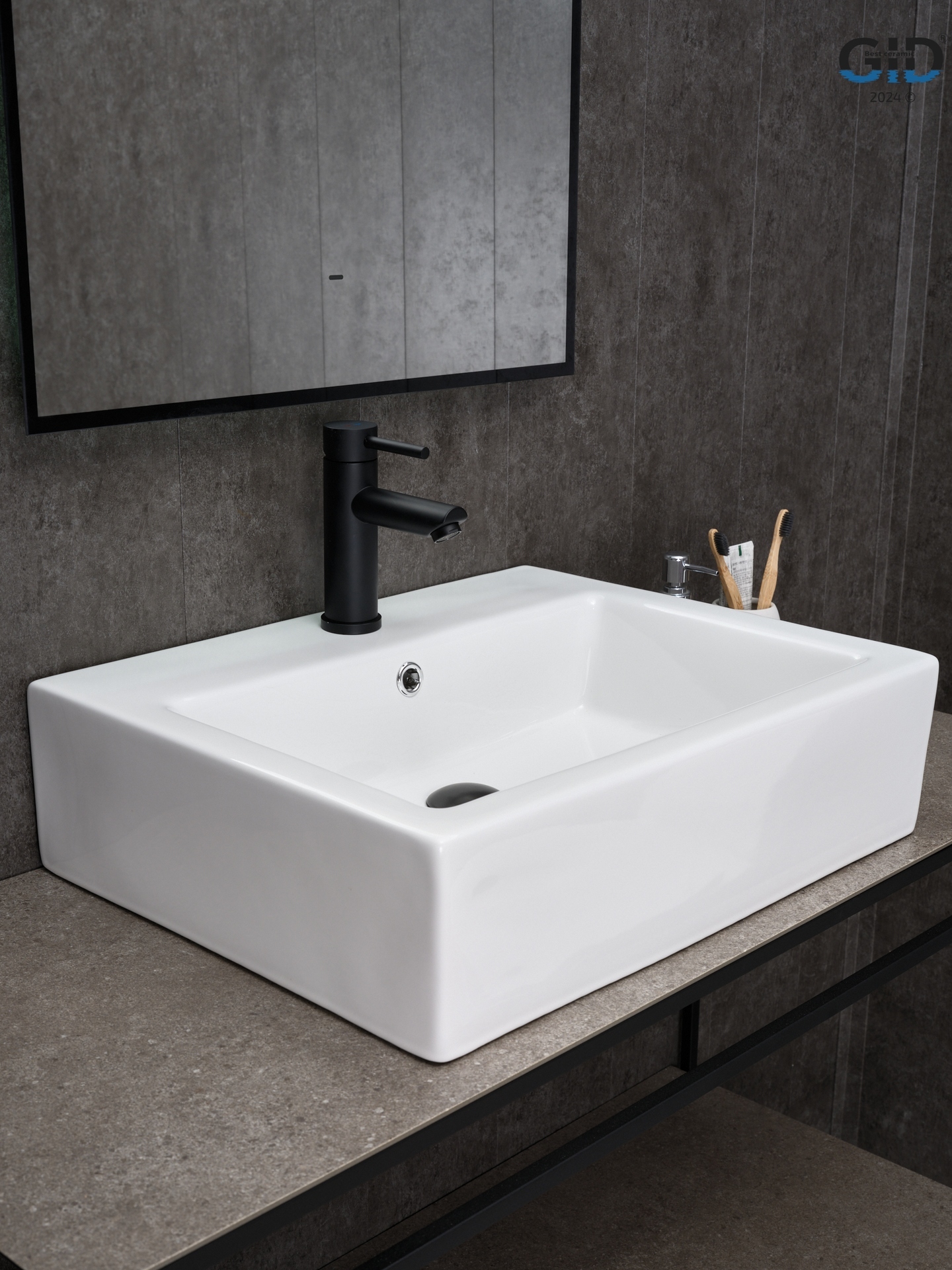 Раковина Gid N9157 51216 накладная белая 57x45.5x15.5