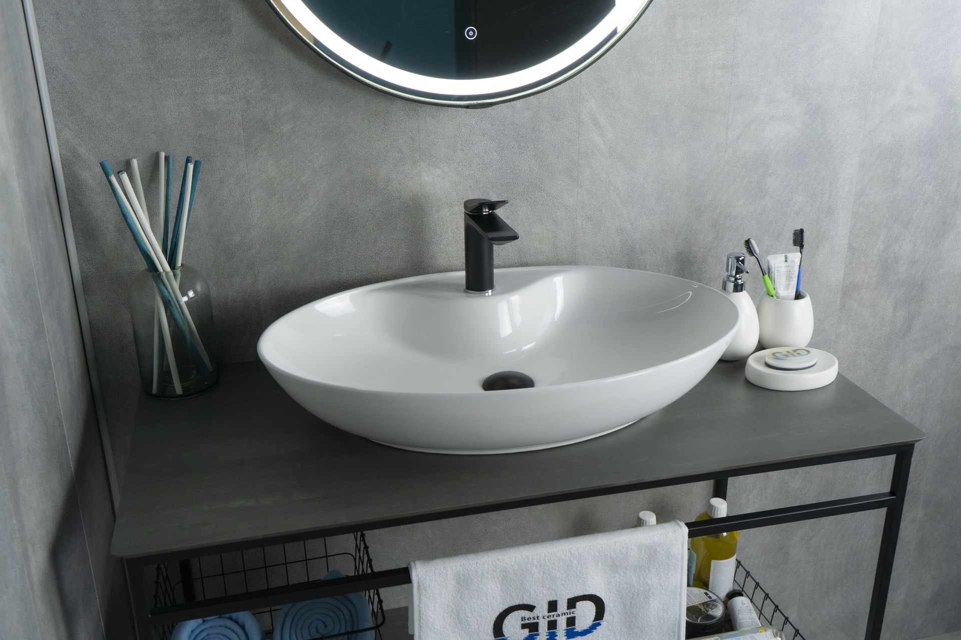Раковина Gid N9438 51151 накладная белая 65x43x12