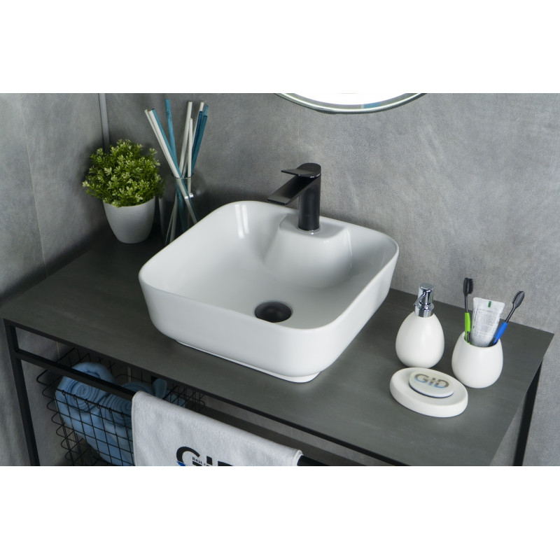 Раковина Gid N9443 51154 накладная белая 41x41x15