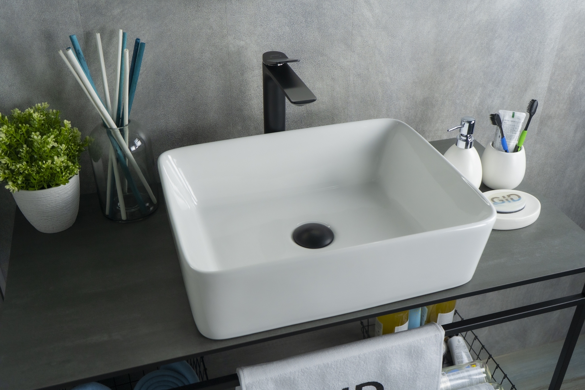 Раковина Gid N9103 51120 накладная белая 48x37x13