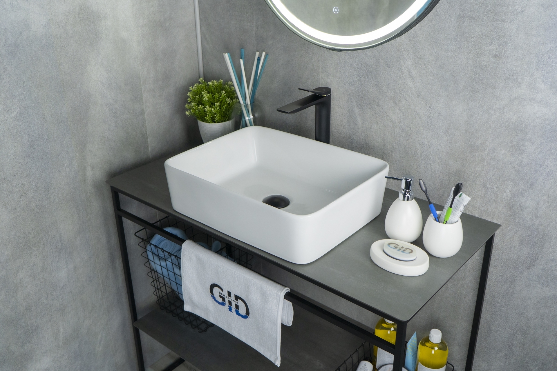 Раковина Gid N9103 51120 накладная белая 48x37x13