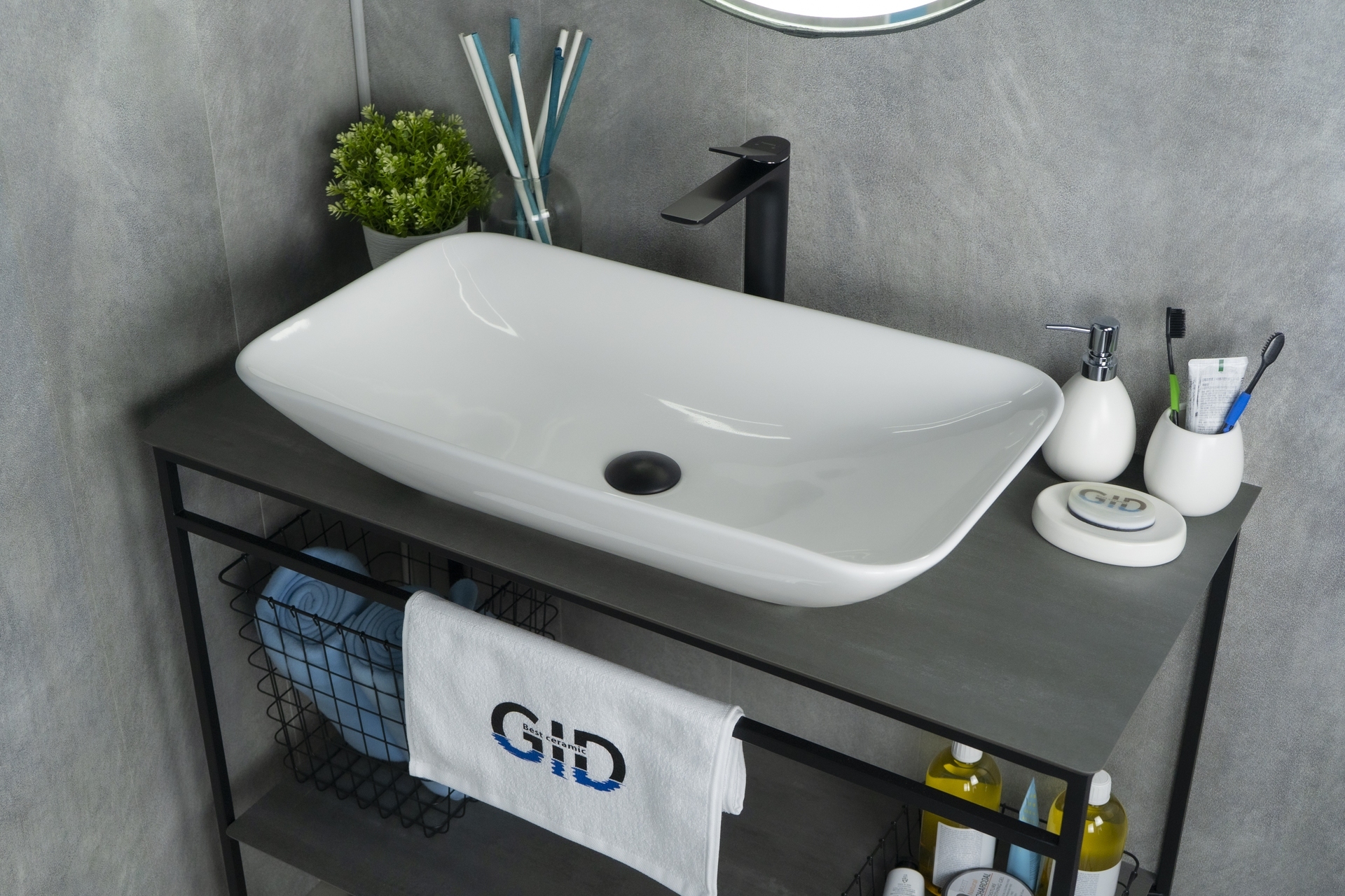 Раковина Gid N9122 51124 накладная белая 71x40x14