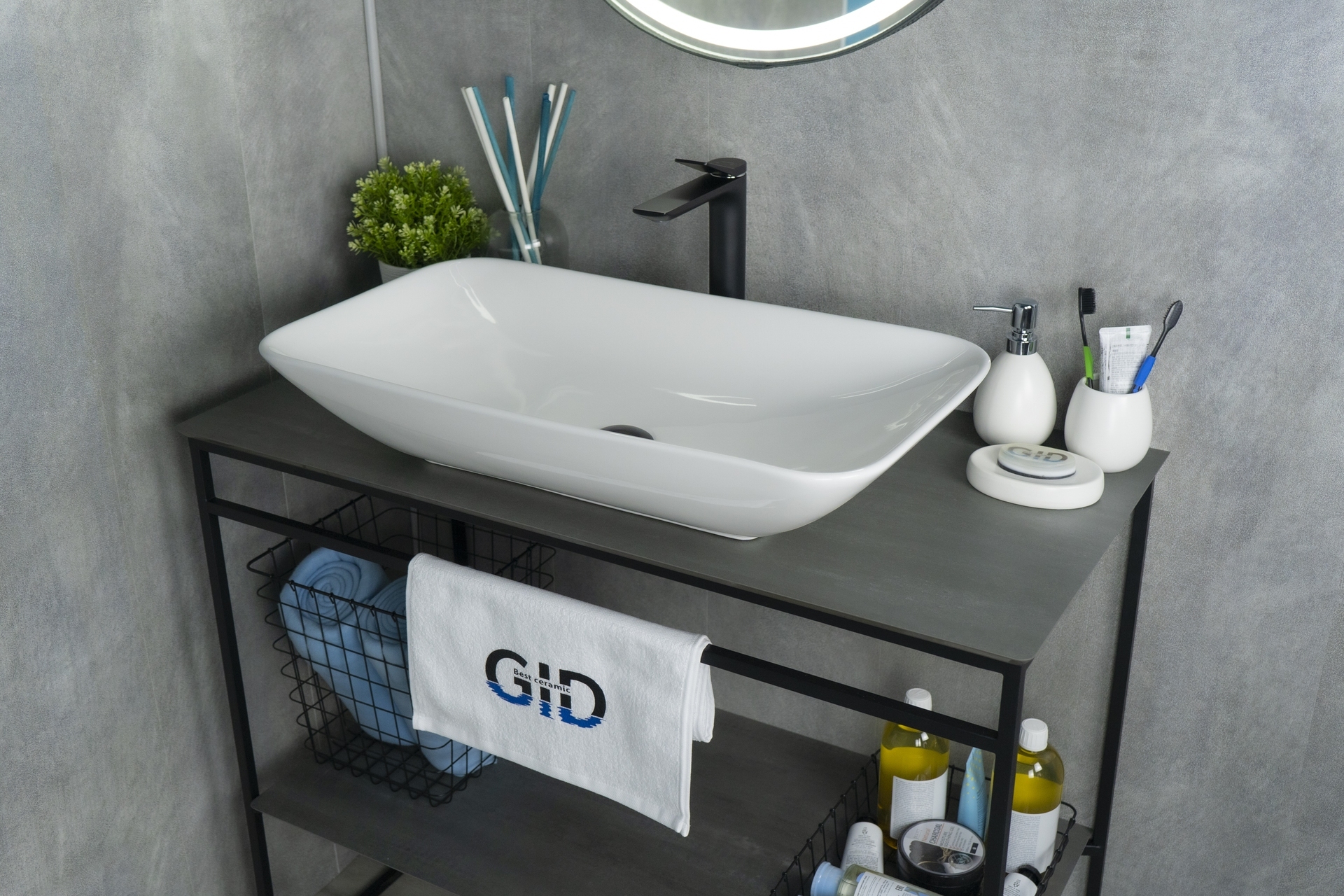 Раковина Gid N9122 51124 накладная белая 71x40x14