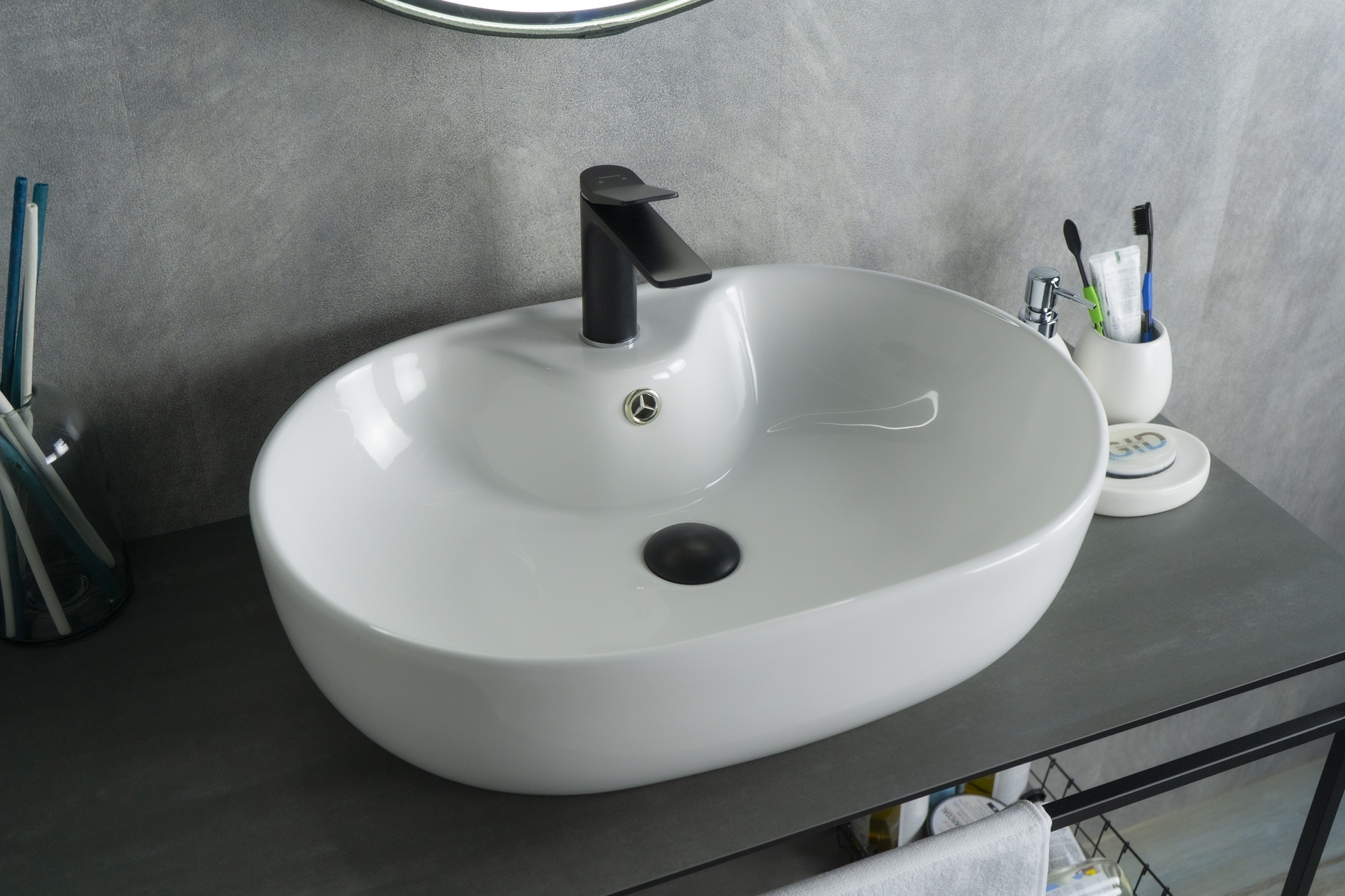 Раковина Gid N9163 51127 накладная белая 59x41x16