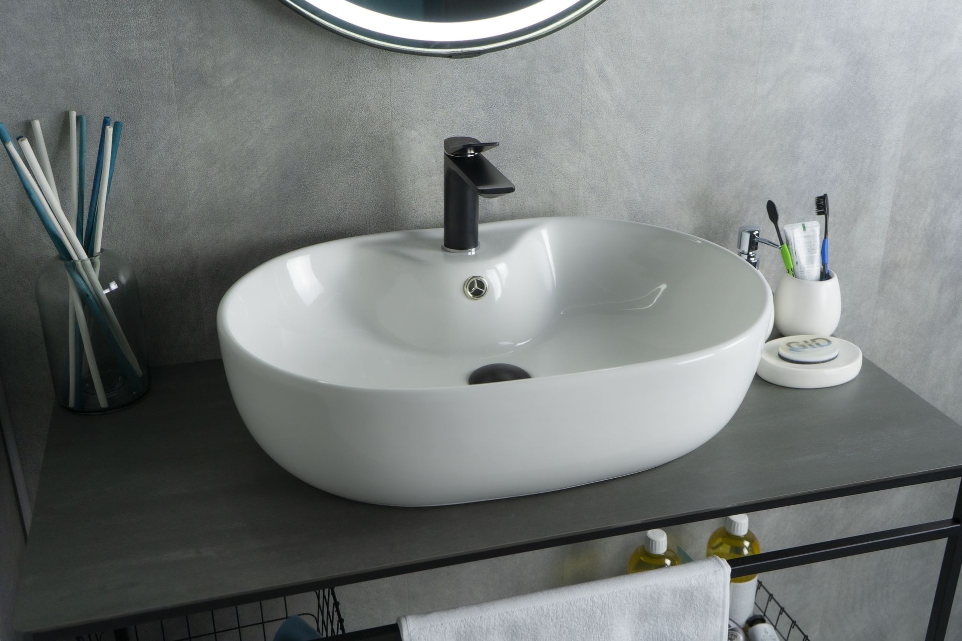 Раковина Gid N9163 51127 накладная белая 59x41x16