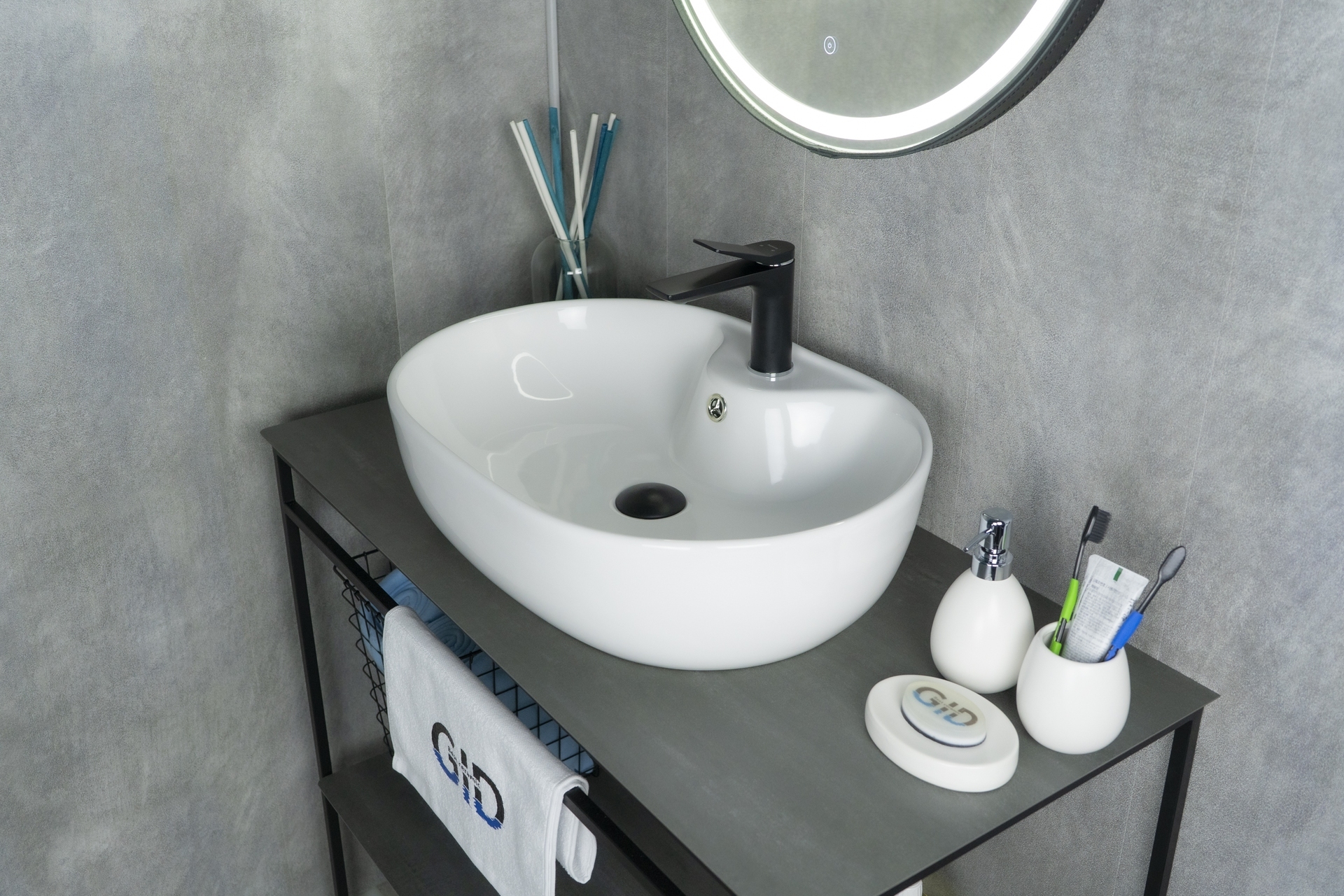 Раковина Gid N9163 51127 накладная белая 59x41x16