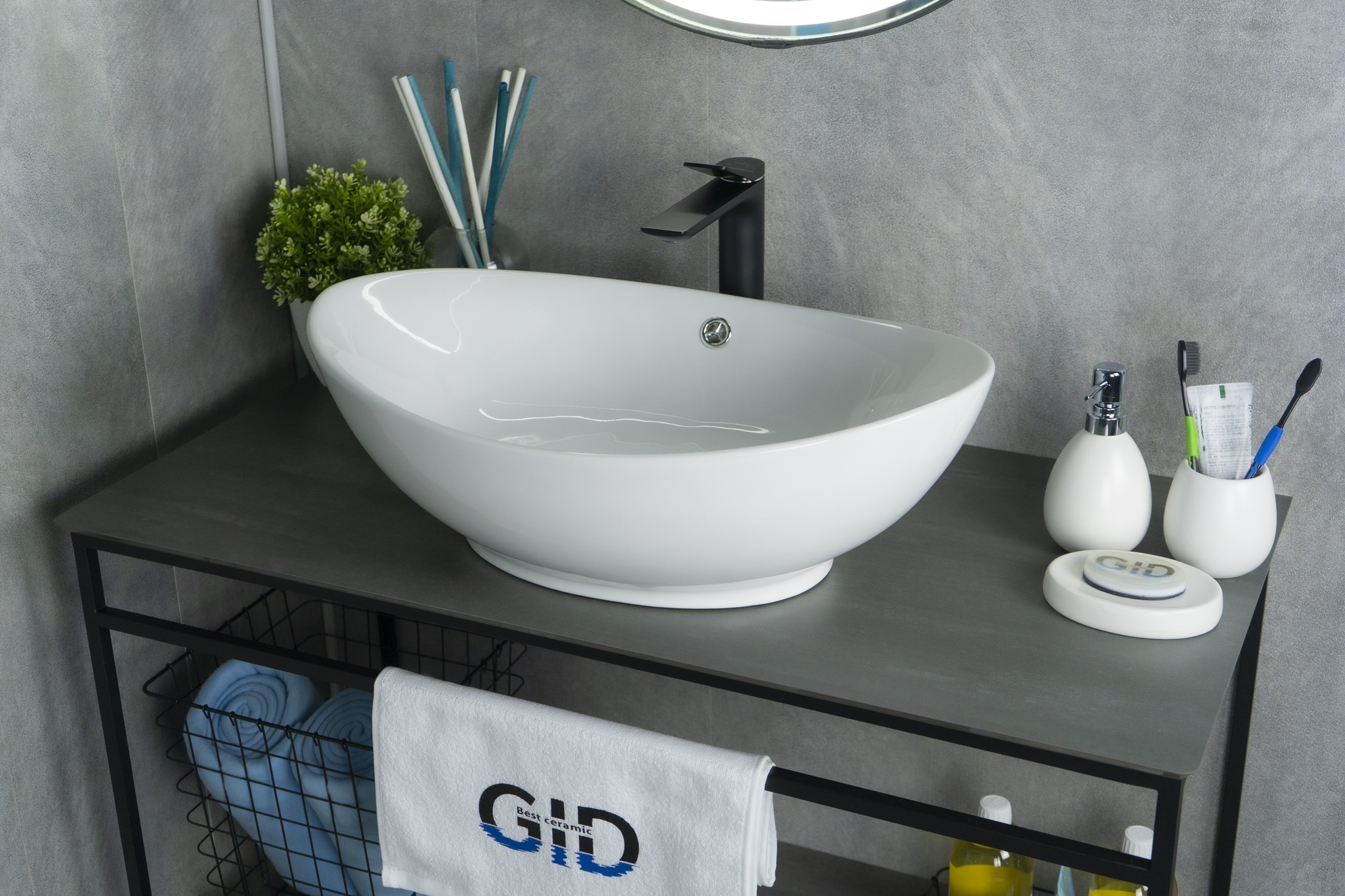 Раковина Gid N9019 51108 накладная белая 60x37x19