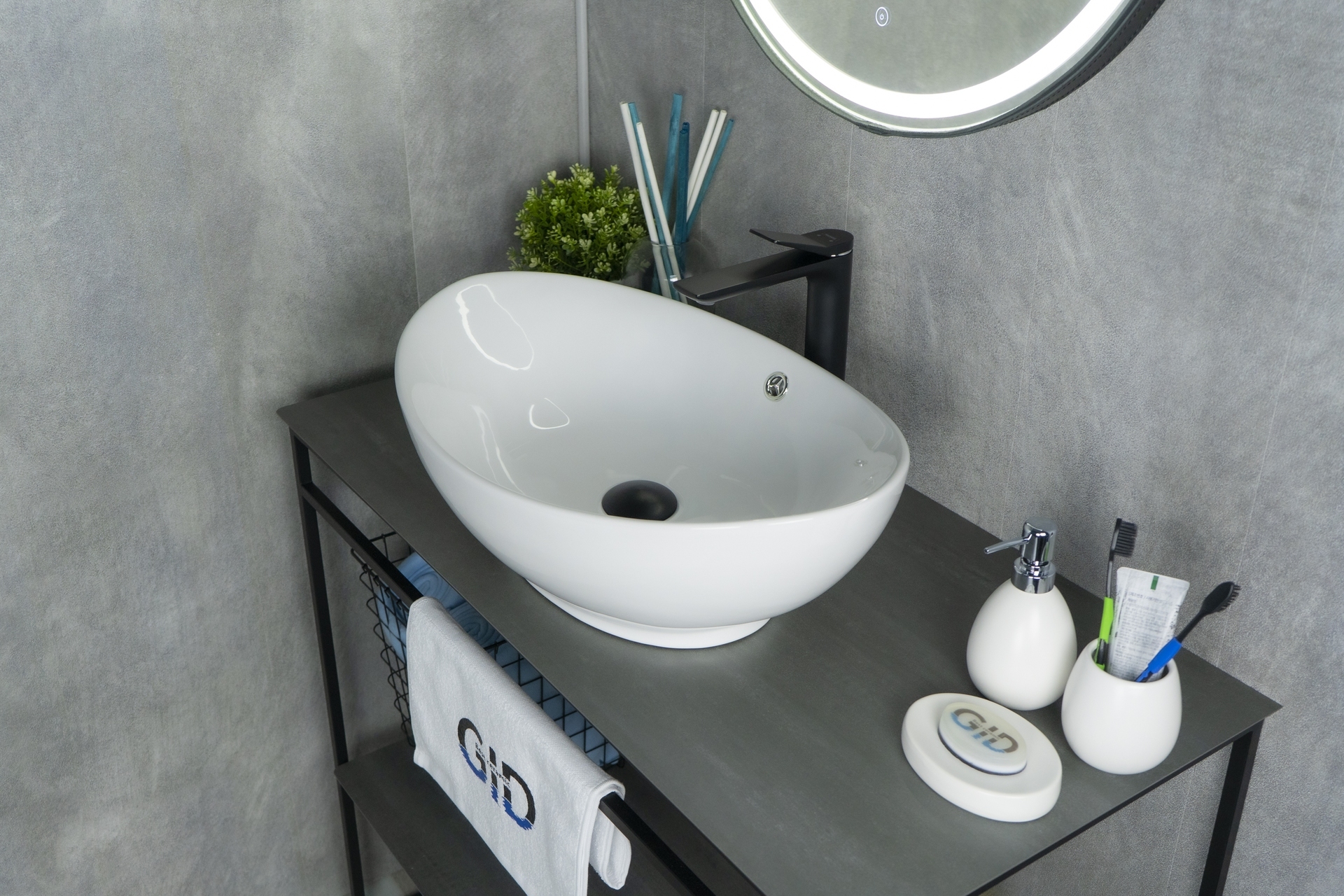 Раковина Gid N9019 51108 накладная белая 60x37x19