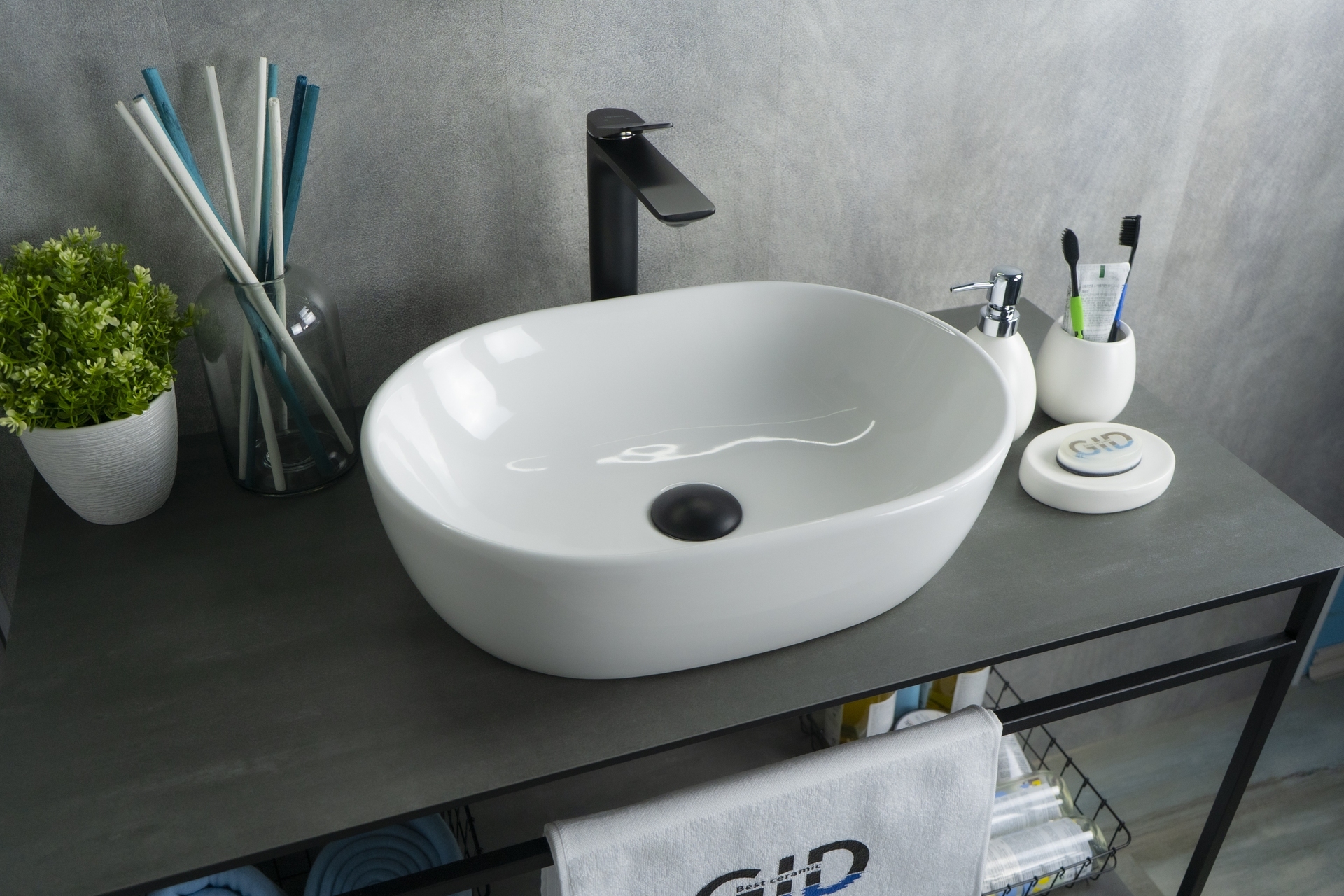 Раковина Gid N9026b 51113 накладная белая 48x35x13.5