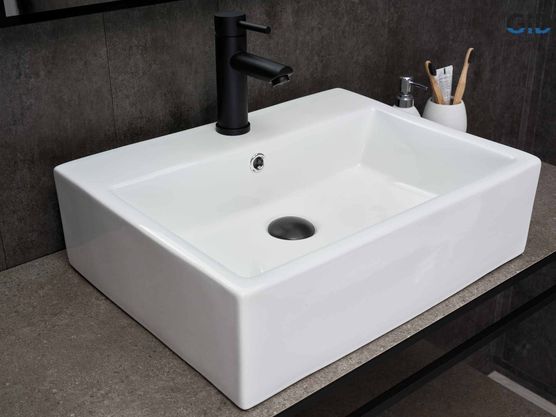 Раковина Gid N9153 51215 накладная белая 53x41x15