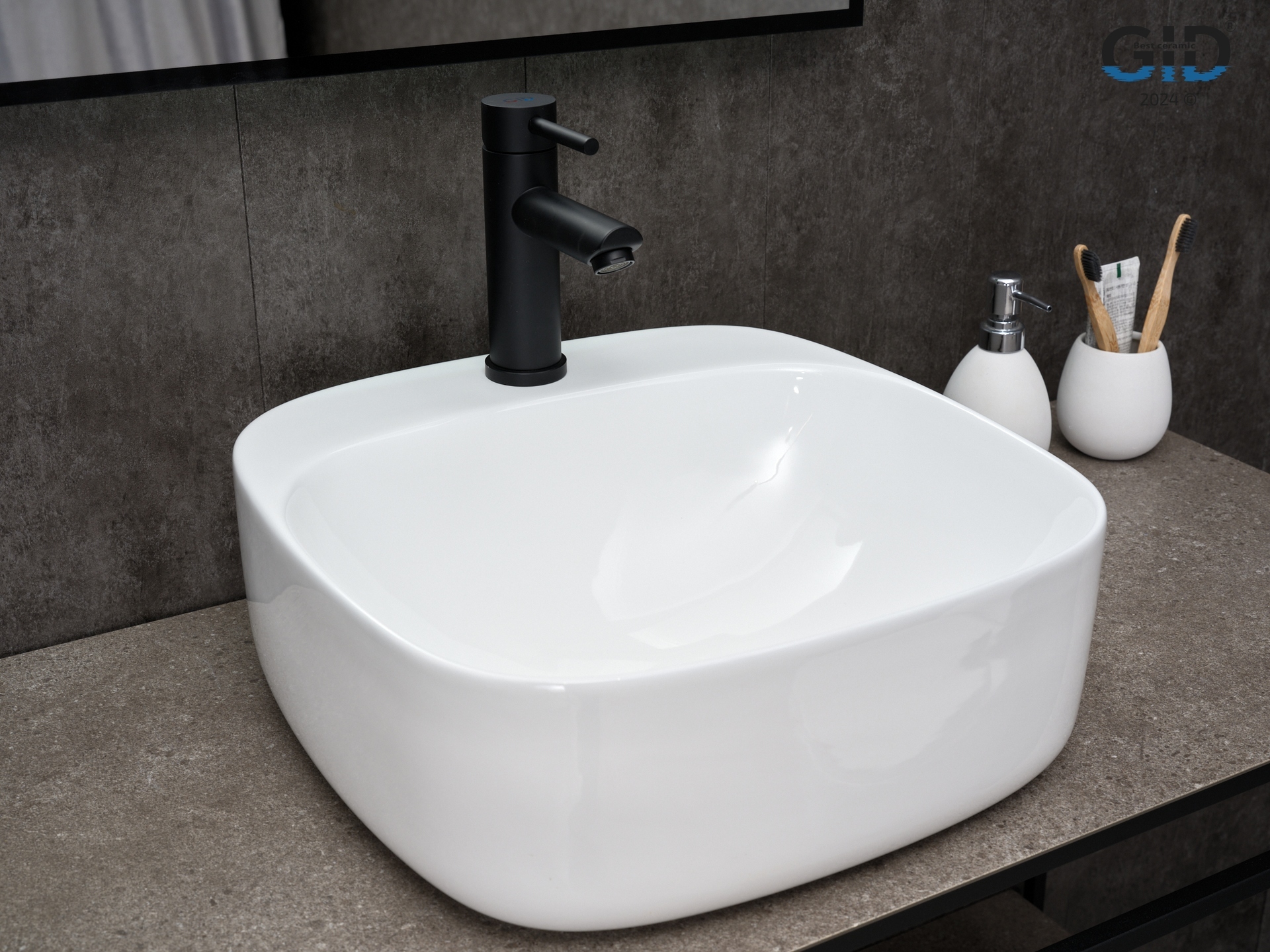 Раковина Gid N9284 51219 накладная белая 42x42x15.5