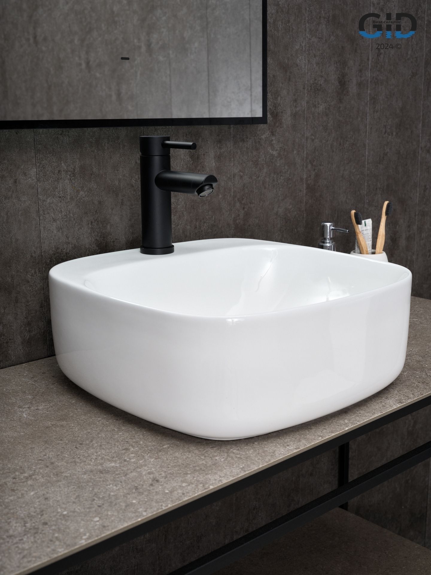 Раковина Gid N9284 51219 накладная белая 42x42x15.5