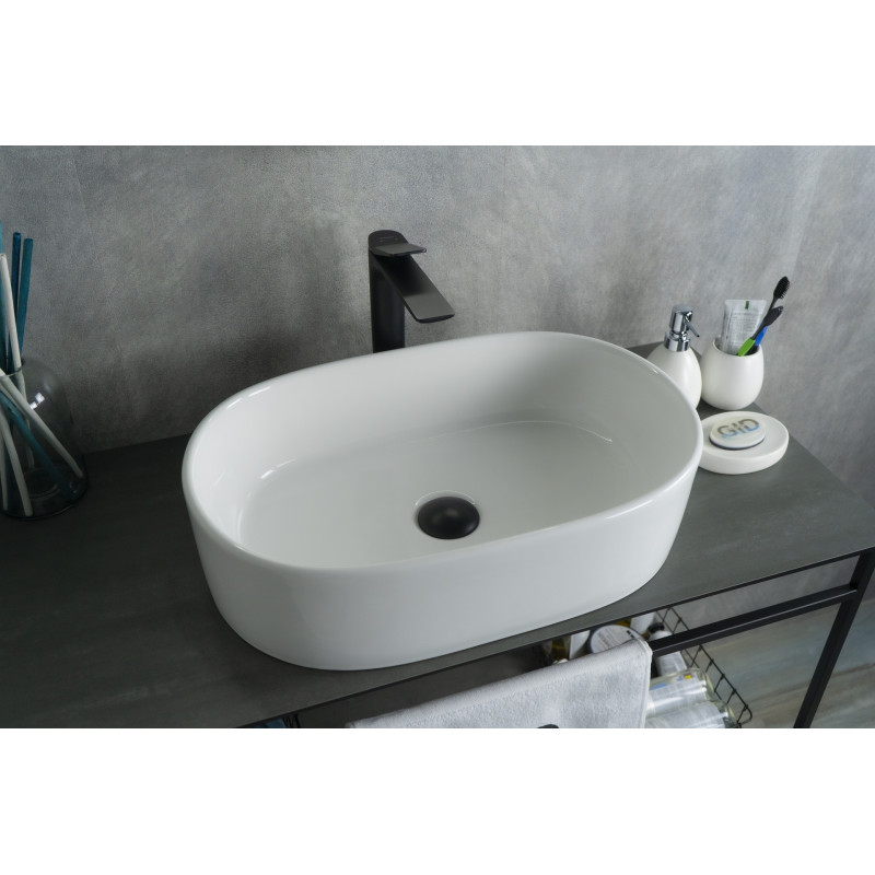 Раковина Gid N9025 51111 накладная белая 56x35x14