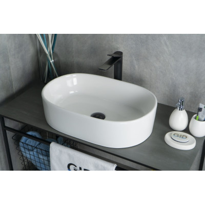 Раковина Gid N9025 51111 накладная белая 56x35x14