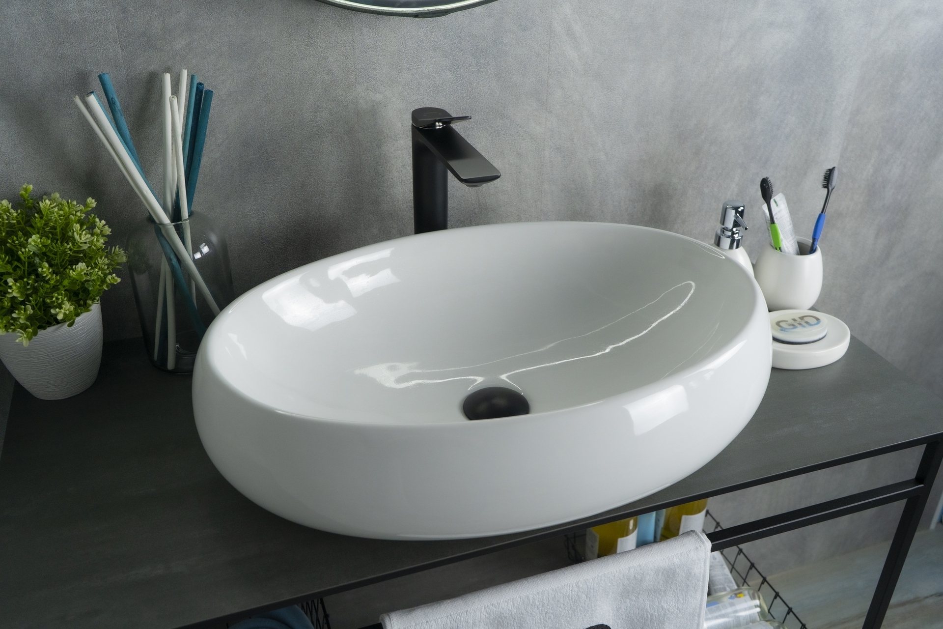 Раковина Gid N9030a 51114 накладная белая 60x41x15