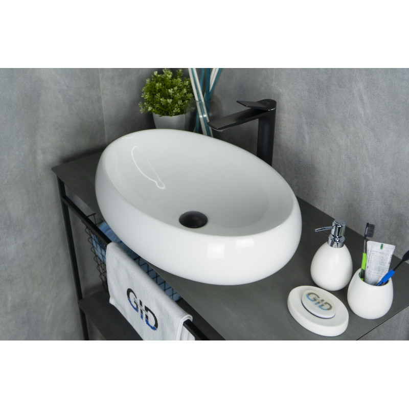 Раковина Gid N9030a 51114 накладная белая 60x41x15
