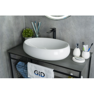 Раковина Gid N9030a 51114 накладная белая 60x41x15