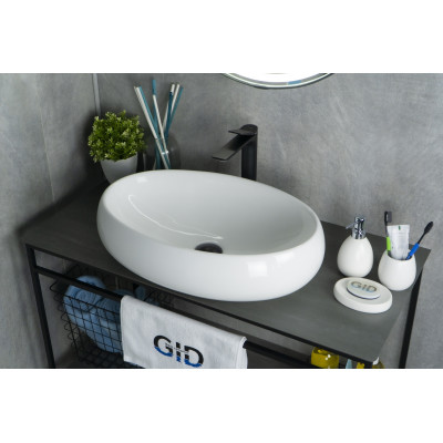 Раковина Gid N9030a 51114 накладная белая 60x41x15