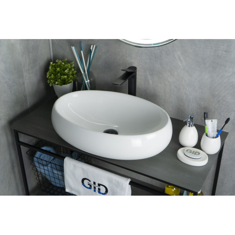 Раковина Gid N9030a 51114 накладная белая 60x41x15