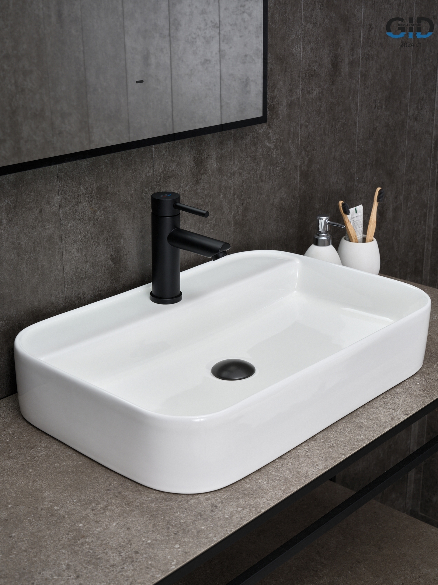 Раковина Gid N9660 51232 накладная белая 60x40x11