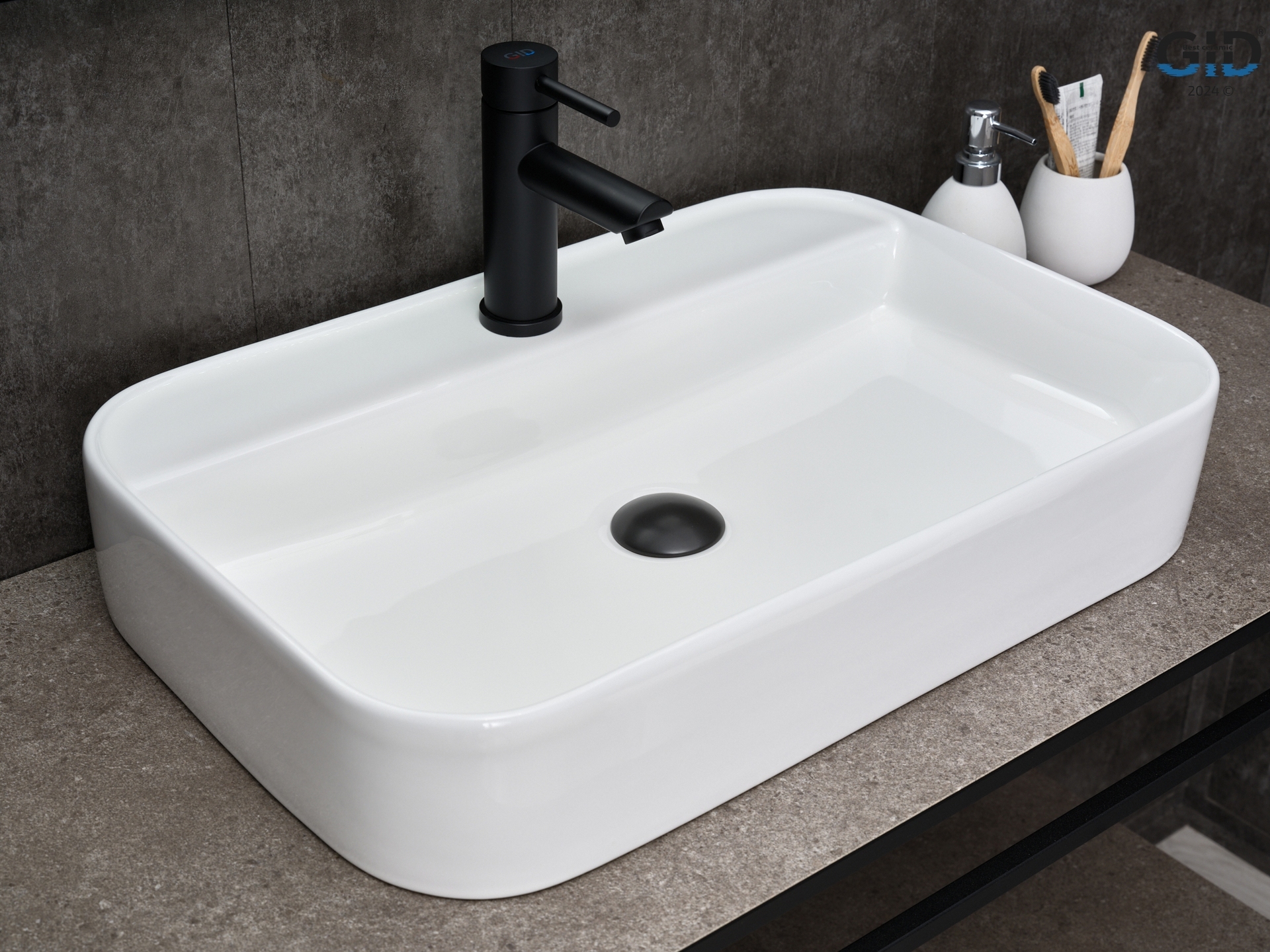Раковина Gid N9660 51232 накладная белая 60x40x11