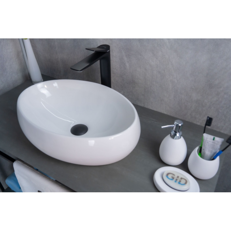 Раковина Gid N9030b 51115 накладная белая 48x34x15